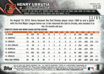 2016 Topps - Black #158 Henry Urrutia Back