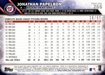 2016 Topps - Black #266 Jonathan Papelbon Back