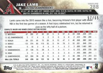 2016 Topps - Black #288 Jake Lamb Back