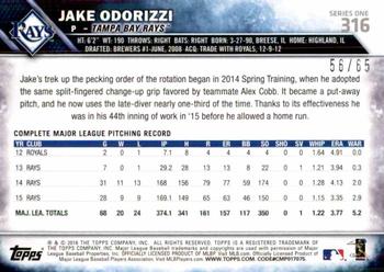 2016 Topps - Black #316 Jake Odorizzi Back