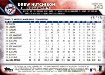 2016 Topps - Black #343 Drew Hutchison Back