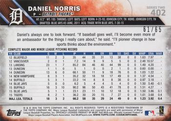 2016 Topps - Black #402 Daniel Norris Back