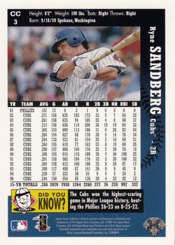 1997 Collector's Choice Chicago Cubs #CC3 Ryne Sandberg Back