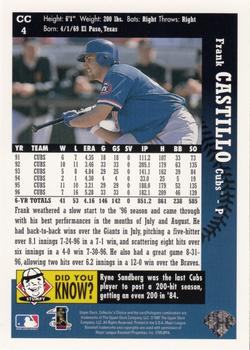 1997 Collector's Choice Chicago Cubs #CC4 Frank Castillo Back