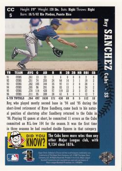1997 Collector's Choice Chicago Cubs #CC5 Rey Sanchez Back