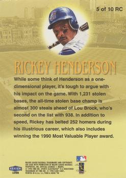 1998 Sports Illustrated Then and Now - Road to Cooperstown #5 RC Rickey Henderson Back