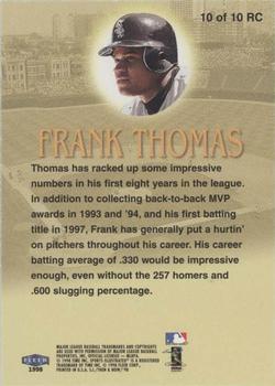 1998 Sports Illustrated Then and Now - Road to Cooperstown #10 RC Frank Thomas Back