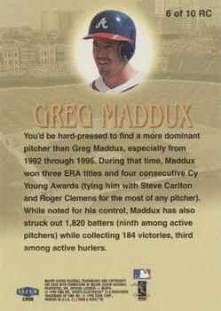 1998 Sports Illustrated Then and Now - Road to Cooperstown #6 RC Greg Maddux Back