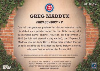 2016 Topps - 100 Years at Wrigley Field Relics #WRIGR-GM Greg Maddux Back