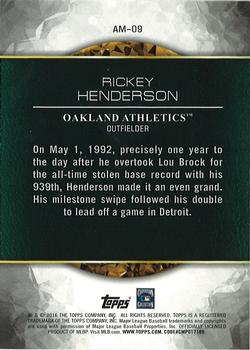 2016 Topps - Amazing Milestones #AM-09 Rickey Henderson Back