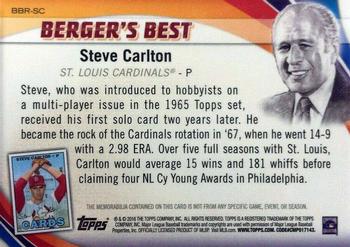 2016 Topps - Berger's Best Relics (Series 1) #BBR-SC Steve Carlton Back