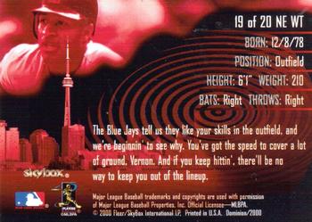 2000 SkyBox Dominion - New Era Warp Tek #19NE WT Vernon Wells  Back