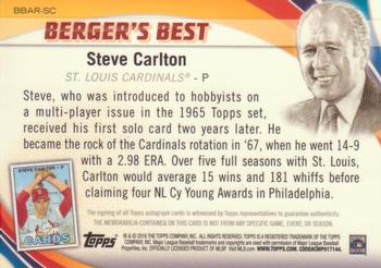 2016 Topps - Berger's Best Autograph Relics #BBAR-SC Steve Carlton Back