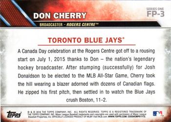 2016 Topps - First Pitch (Series 1) #FP-3 Don Cherry Back