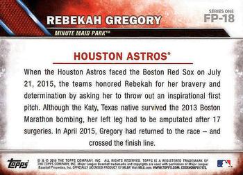 2016 Topps - First Pitch (Series 1) #FP-18 Rebekah Gregory Back