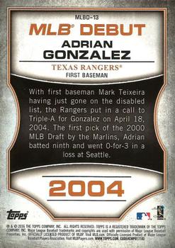 2016 Topps - MLB Debut Bronze (Series 1) #MLBD-13 Adrian Gonzalez Back