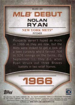 2016 Topps - MLB Debut Bronze (Series 1) #MLBD-33 Nolan Ryan Back