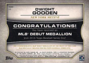 2016 Topps - MLB Debut Medallion (Series 1) #MDM-DG Dwight Gooden Back
