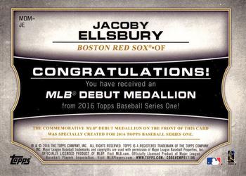 2016 Topps - MLB Debut Medallion (Series 1) #MDM-JE Jacoby Ellsbury Back