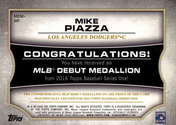 2016 Topps - MLB Debut Medallion (Series 1) #MDM-MP Mike Piazza Back