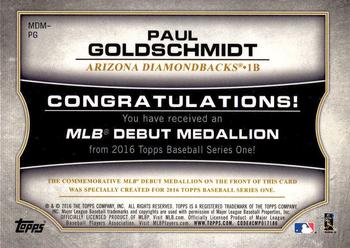 2016 Topps - MLB Debut Medallion (Series 1) #MDM-PG Paul Goldschmidt Back