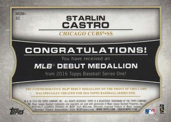 2016 Topps - MLB Debut Medallion (Series 1) #MDM-SC Starlin Castro Back