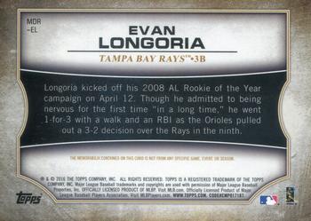 2016 Topps - MLB Debut Relics (Series 1) #MDR-EL Evan Longoria Back