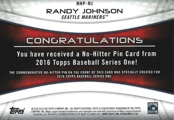 2016 Topps - No-Hitter Pin Relic #NHP-RJ Randy Johnson Back