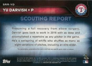 2016 Topps - Scouting Report Relics #SRR-YD Yu Darvish Back