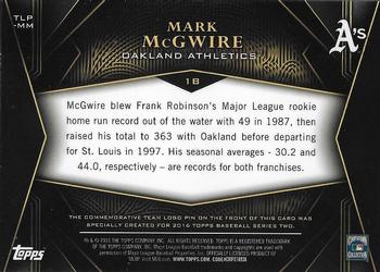 2016 Topps - Team Logo Pin Relic #TLP-MM Mark McGwire Back