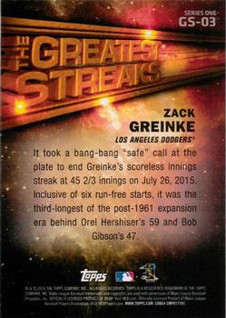 2016 Topps - The Greatest Streaks #GS-03 Zack Greinke Back