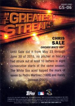 2016 Topps - The Greatest Streaks #GS-06 Chris Sale Back