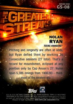 2016 Topps - The Greatest Streaks #GS-08 Nolan Ryan Back