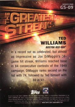 2016 Topps - The Greatest Streaks #GS-09 Ted Williams Back