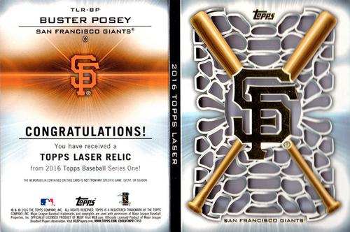 2016 Topps - Topps Laser Relics #TLR-BP Buster Posey Back