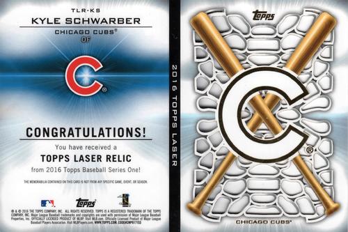 2016 Topps - Topps Laser Relics #TLR-KS Kyle Schwarber Back