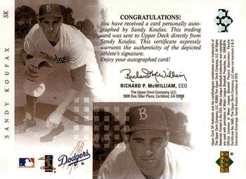 2000 SP Authentic - SP Chirography #SK Sandy Koufax  Back