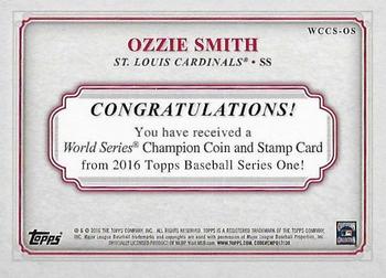 2016 Topps - World Series Champion Coin and Stamp Nickel #WCCS-OS Ozzie Smith Back