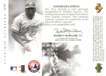 2000 SP Authentic - SP Chirography Gold #G-VG Vladimir Guerrero Back