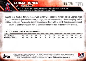2016 Topps Pro Debut - Orange #131 Jahmai Jones Back