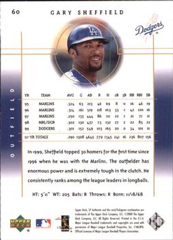2000 SP Authentic - Limited #60 Gary Sheffield  Back