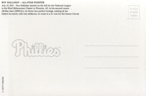 2011 Total Philadelphia Phillies Postcards #NNO Roy Halladay Back