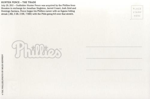 2011 Total Philadelphia Phillies Postcards #NNO Hunter Pence Back