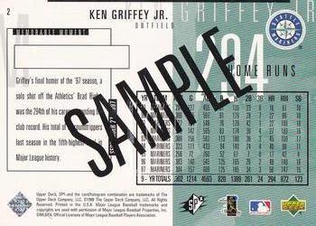 1998 SPx Finite #2 Ken Griffey Jr. Back