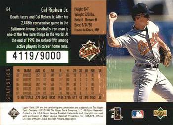 1998 SPx Finite #64 Cal Ripken Jr. Back