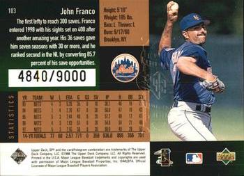1998 SPx Finite #103 John Franco Back
