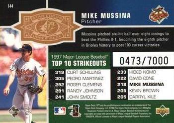 1998 SPx Finite #144 Mike Mussina Back