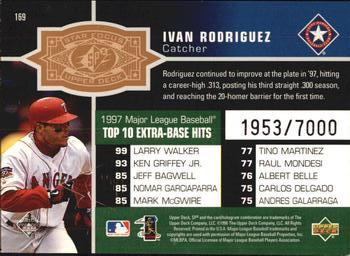1998 SPx Finite #169 Ivan Rodriguez Back