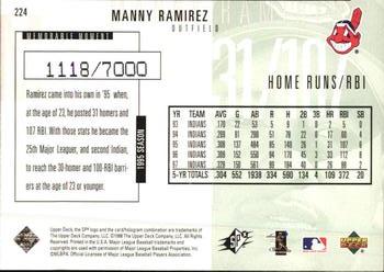 1998 SPx Finite #224 Manny Ramirez Back