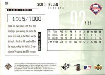 1998 SPx Finite #228 Scott Rolen Back